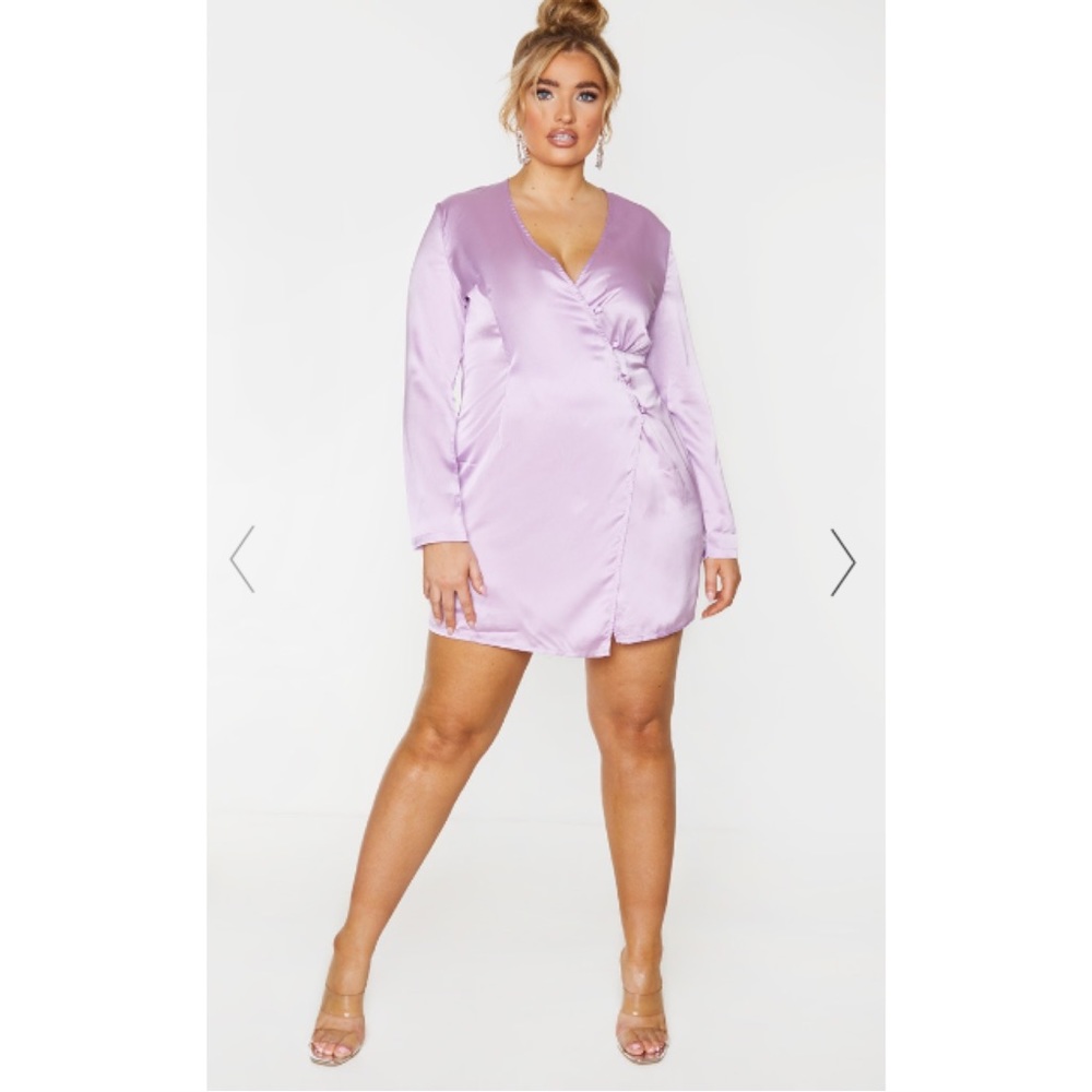 PLT Satin Wrap Dress